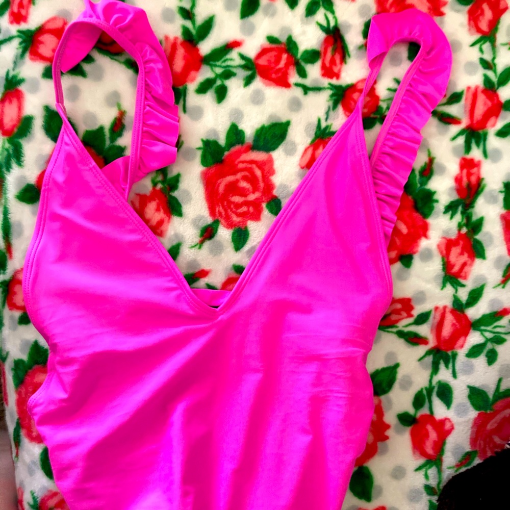 Hot pink one piece bathing suit